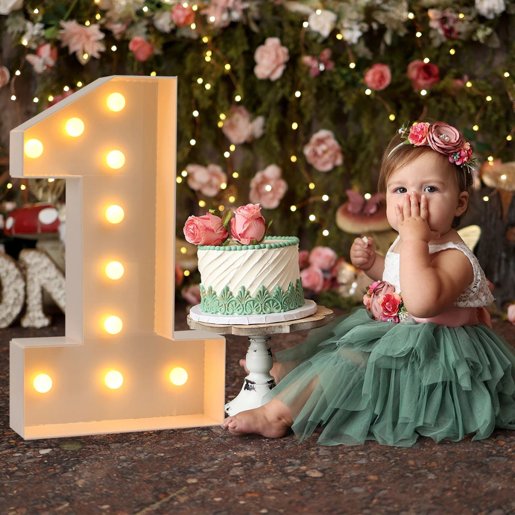 【Local Stock】73Cm 0-9 Giant Kt Board With Led Light Large Number Frame Backdrop Board For Kids 1St Birthday Decoration Set