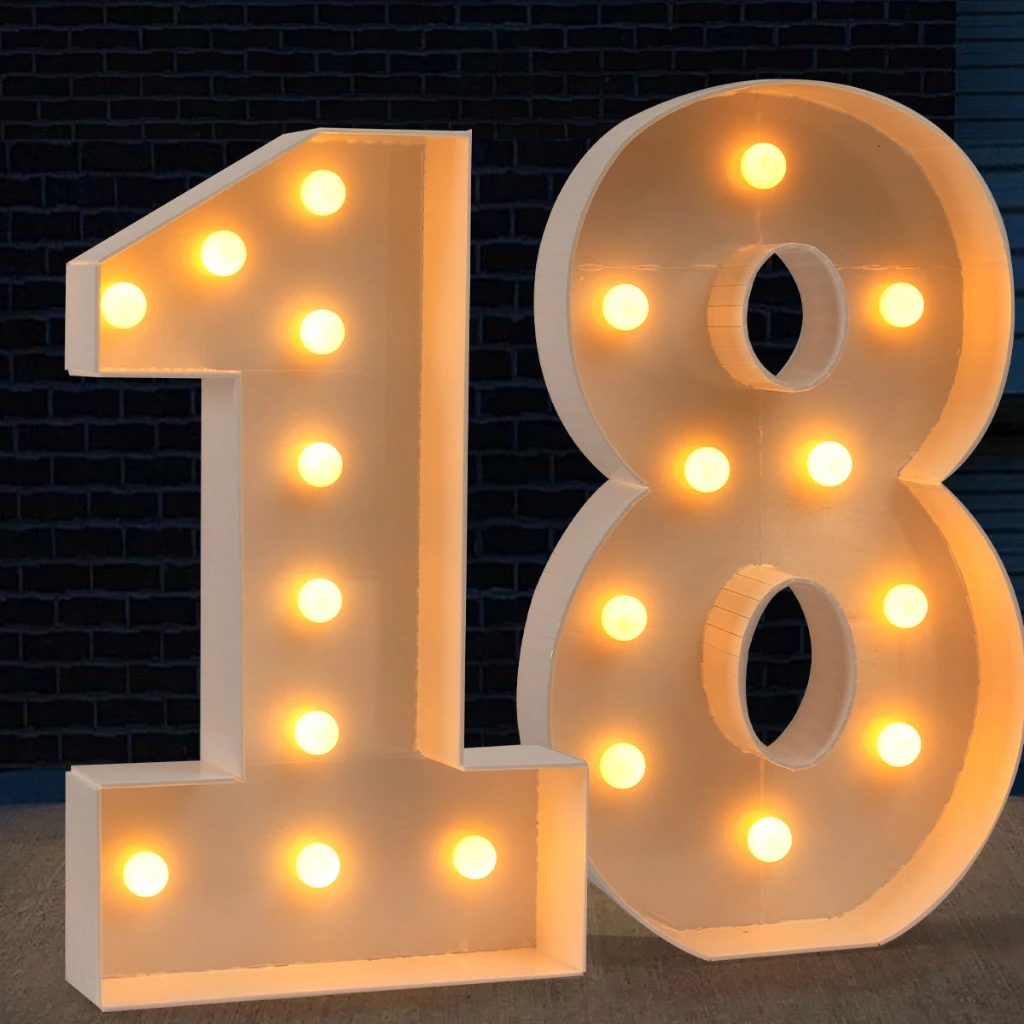 【Local Stock】73Cm 0-9 Giant Kt Board With Led Light Large Number Frame Backdrop Board For Kids 1St Birthday Decoration Set