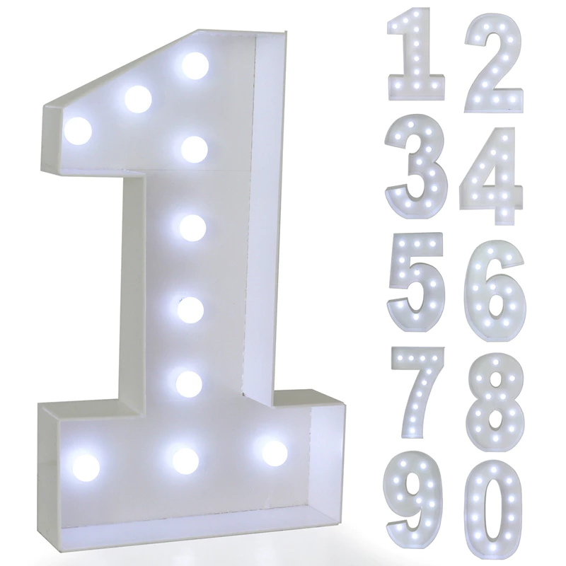 【Local Stock】73Cm 0-9 Giant Kt Board With Led Light Large Number Frame Backdrop Board For Kids 1St Birthday Decoration Set