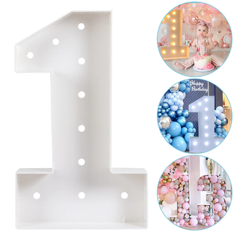 【Local Stock】73Cm 0-9 Giant Kt Board With Led Light Large Number Frame Backdrop Board For Kids 1St Birthday Decoration Set