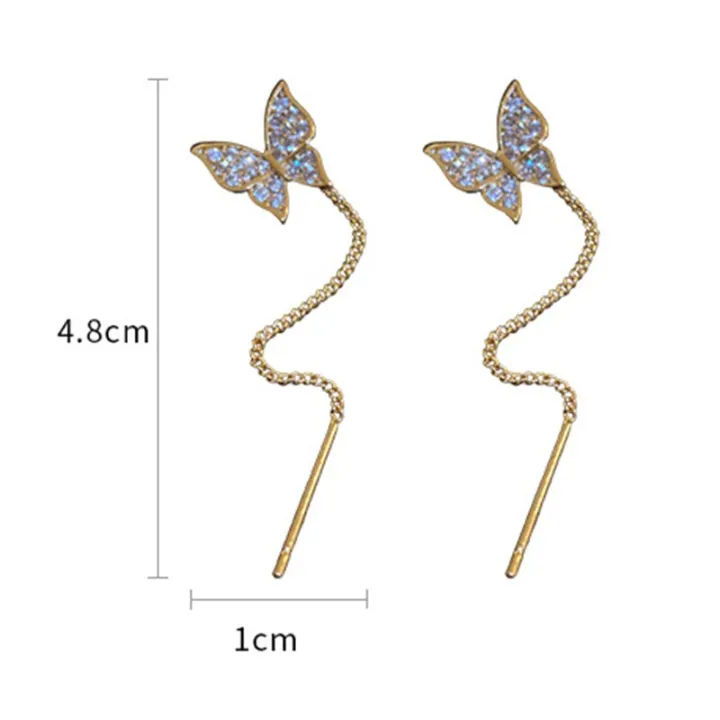 Butterfly Earrings For Women Sparkly Rhinestone Long Tassel Earrings Heart Drop Earrings Wedding Party Jewelry Valentine Gifts