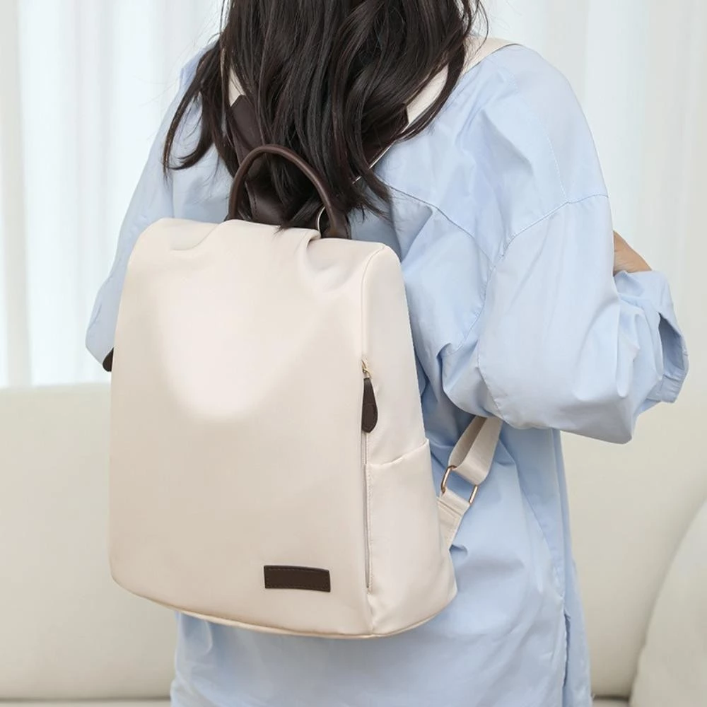 MELODIX School Shoulder Bag, Lightweight Cloth Anti-Theft Backpack, Simple Solid Color Large Capacity Travel Backpack for Women Girls