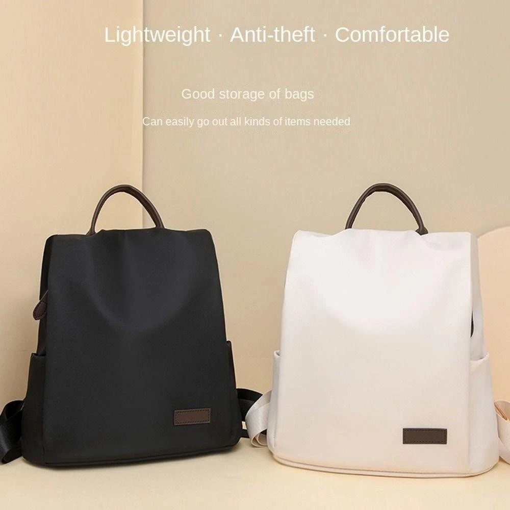 MELODIX School Shoulder Bag, Lightweight Cloth Anti-Theft Backpack, Simple Solid Color Large Capacity Travel Backpack for Women Girls