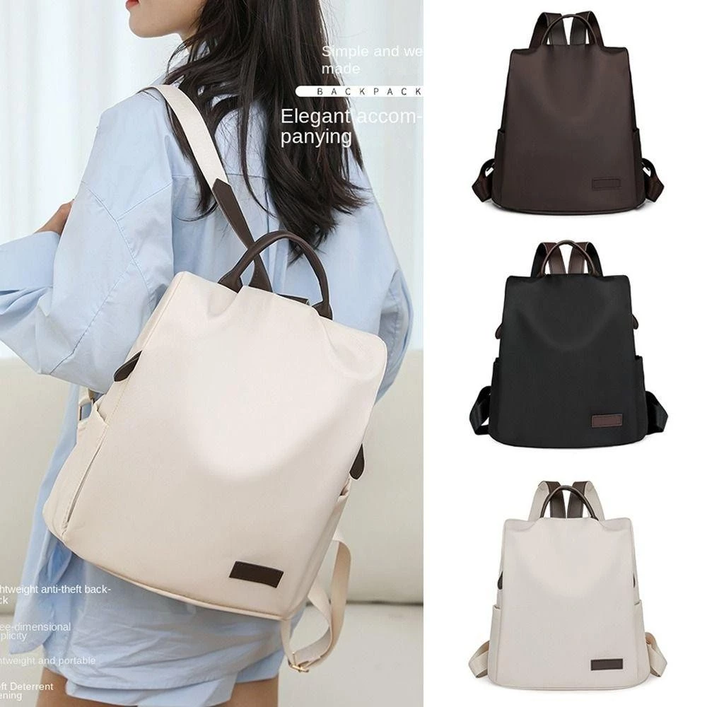 MELODIX School Shoulder Bag, Lightweight Cloth Anti-Theft Backpack, Simple Solid Color Large Capacity Travel Backpack for Women Girls