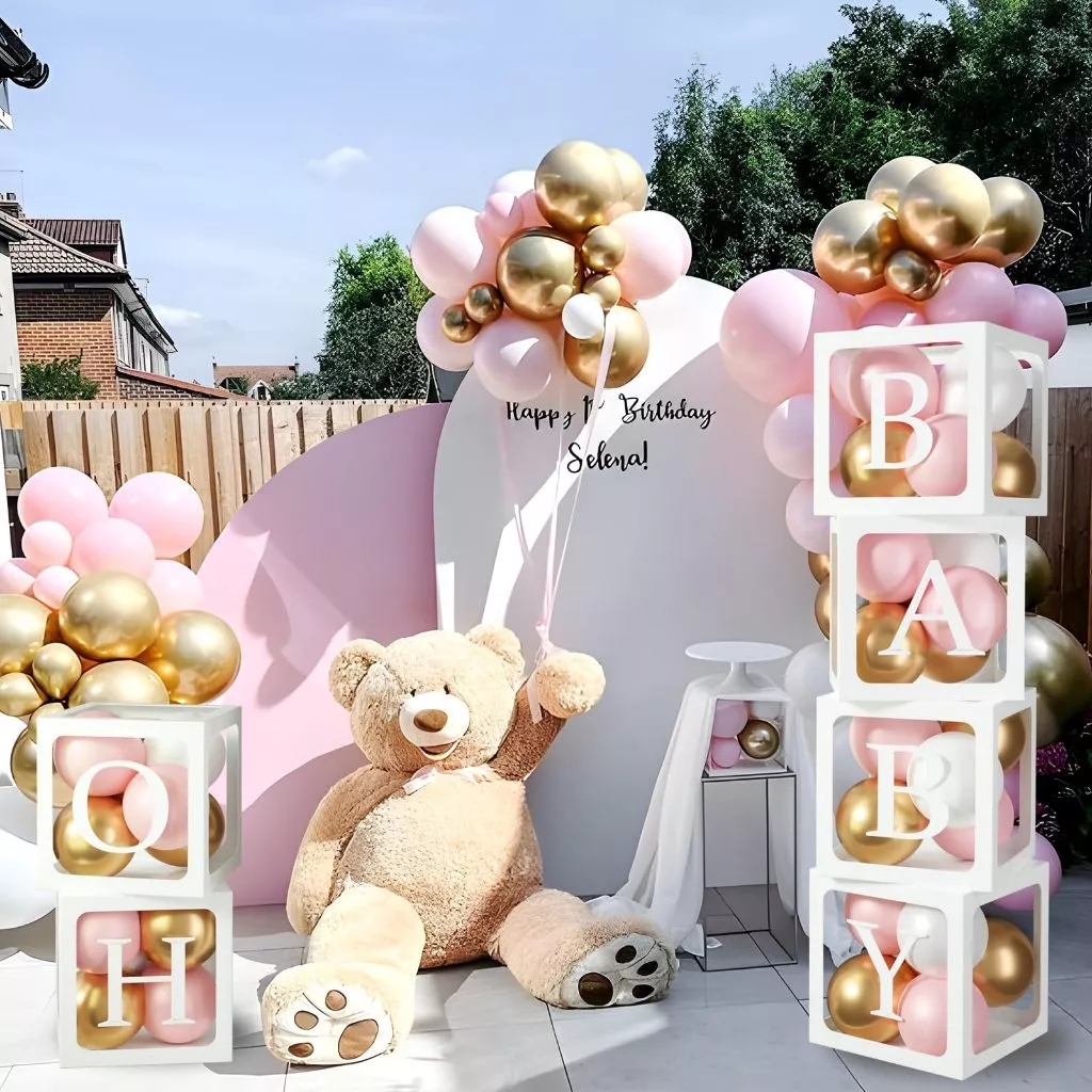 【Local Stock】25x25CM A-Z Alphabet DIY Name Transparent Balloon Box Boy Girl Baby Shower Wedding Birthday Party Decoration