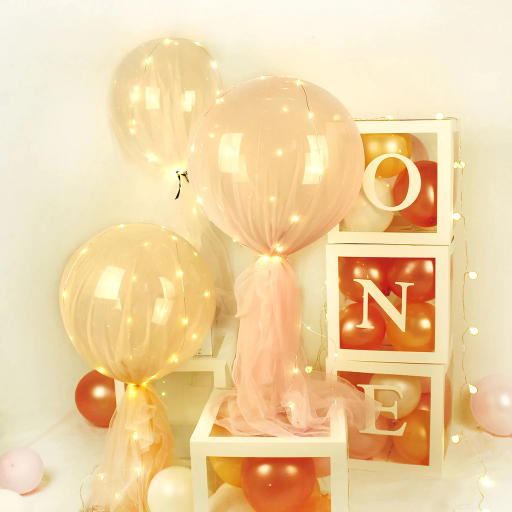 【Local Stock】25x25CM A-Z Alphabet DIY Name Transparent Balloon Box Boy Girl Baby Shower Wedding Birthday Party Decoration