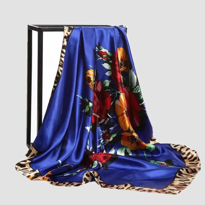 90cm Tudung Bawal Silk Scarf Shawl Square Floral Shiny Lady Women Muslim Hijab Sarung Aisya