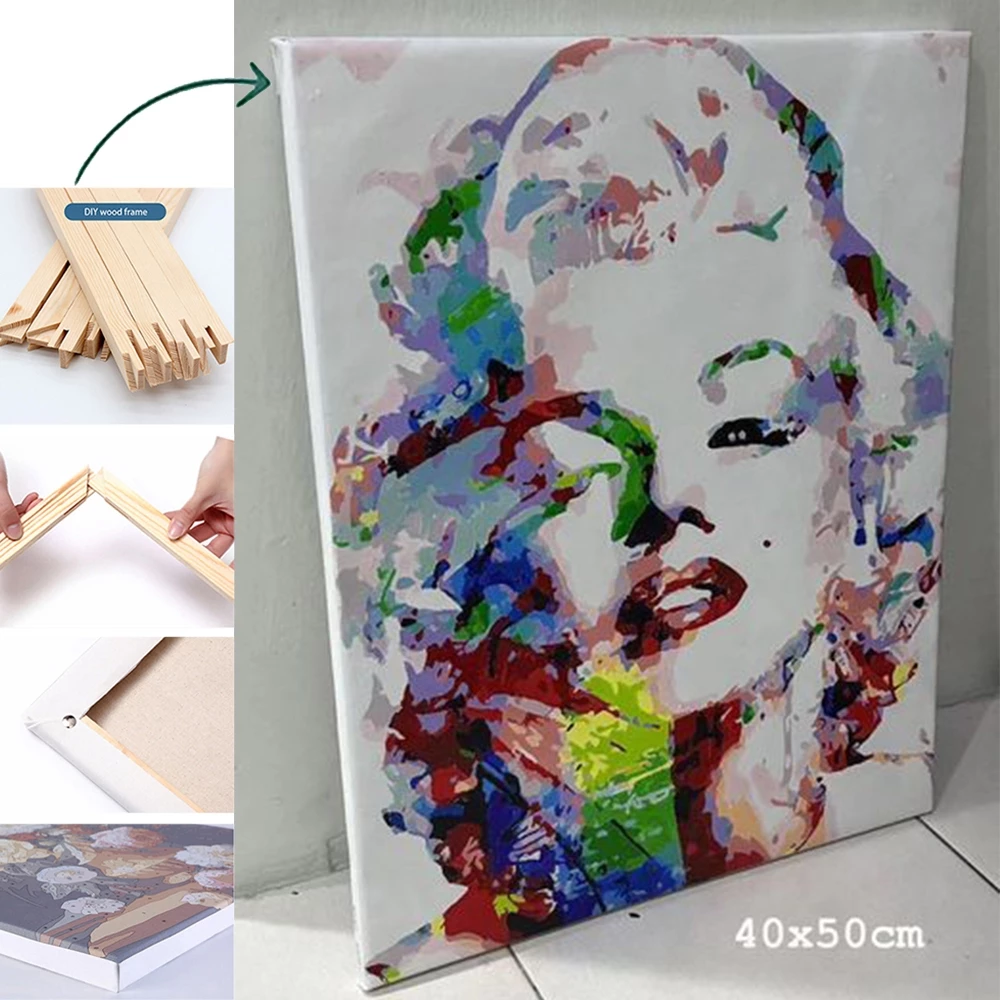 DROFE Painting by Number Flowers Paint by Number With Frame Painting Canvas Wall Art Home Decor