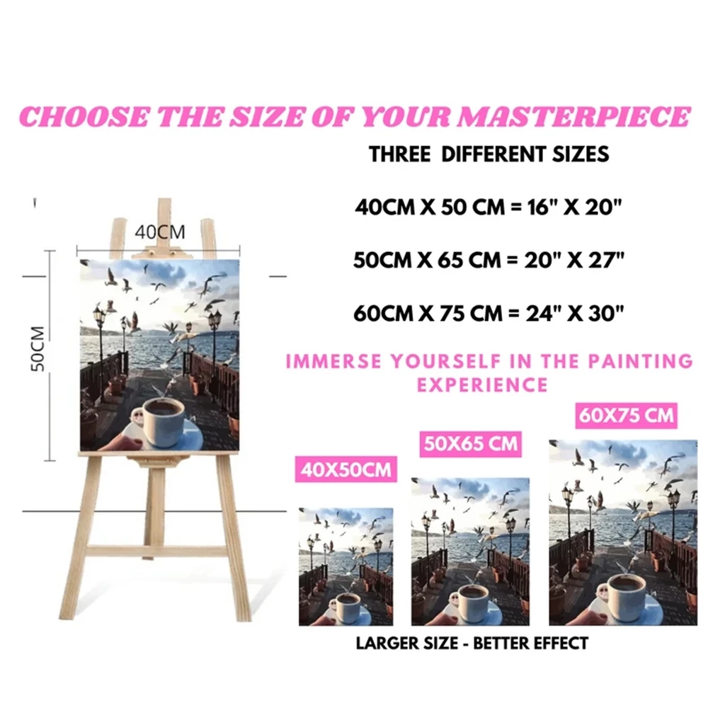 DROFE Painting by Number Flowers Paint by Number With Frame Painting Canvas Wall Art Home Decor