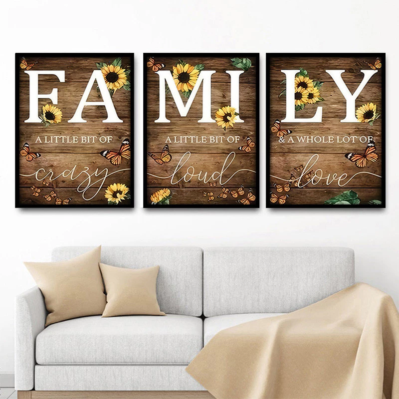 A4/A3 Frame 3PCS FA MI LY Poster Islamic Framed Painting Minimalist Canvas Painting Bedroom Wall Decoration Picture Framed Wall