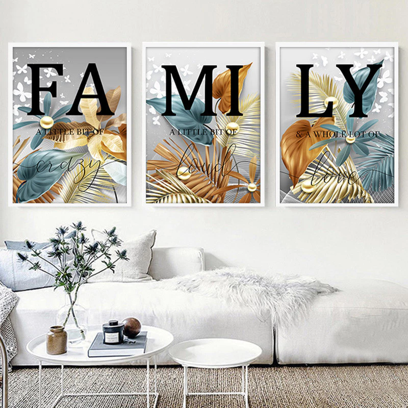 A4/A3 Frame 3PCS FA MI LY Poster Islamic Framed Painting Minimalist Canvas Painting Bedroom Wall Decoration Picture Framed Wall