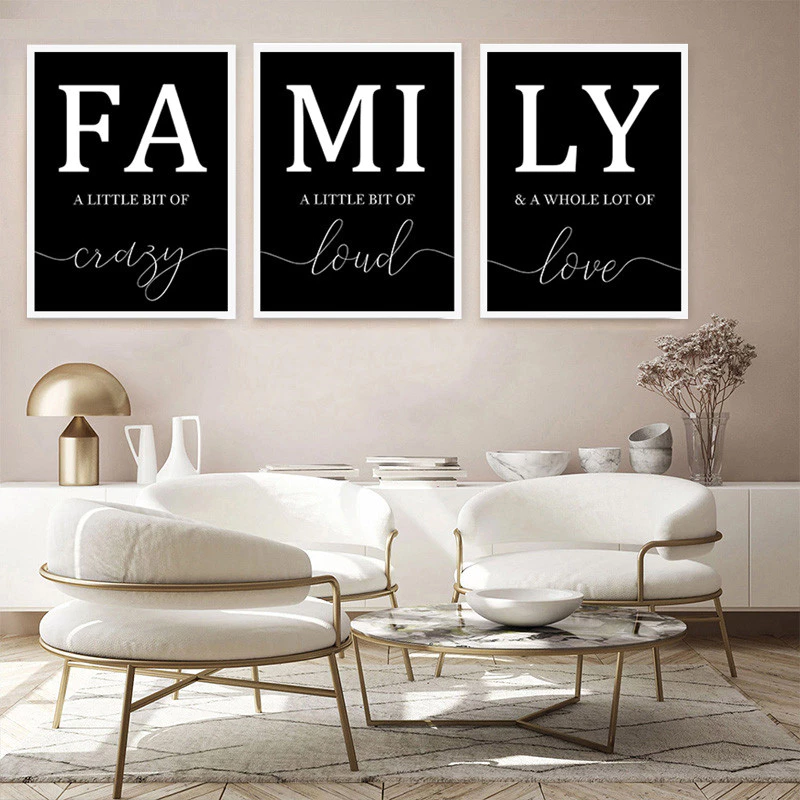 A4/A3 Frame 3PCS FA MI LY Poster Islamic Framed Painting Minimalist Canvas Painting Bedroom Wall Decoration Picture Framed Wall