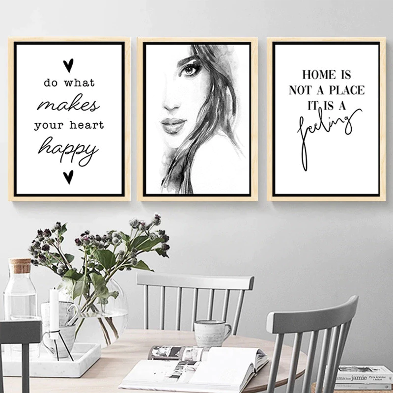 A4/A3 Frame 3PCS FA MI LY Poster Islamic Framed Painting Minimalist Canvas Painting Bedroom Wall Decoration Picture Framed Wall