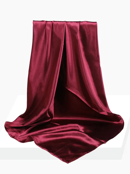 Pure Color Silk Scarf 90CM Large Square Summer Sun Protection Shawl Women's Fashionable Satin Finish Multifunctional Neck Warmer