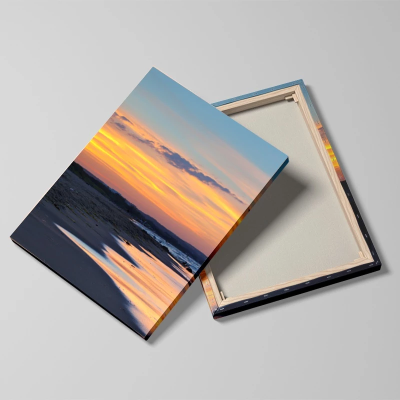 （With Frame）Set of 3 large size 50x70cm Frame Seaside Scenery Poster Sunrise Dusk Canvas Painting Living Room Decor Wall Painting