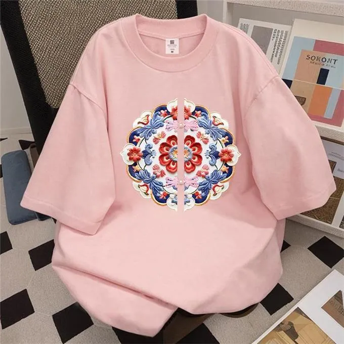 Muslim uD83D uDD25 uD83D uDC55 2025 CNY Happy New Year T-shirt Chinese Unisex Style Cotton T Shirt Women Short Sleeve Loose Tees Men Baju Perempuan▃COD