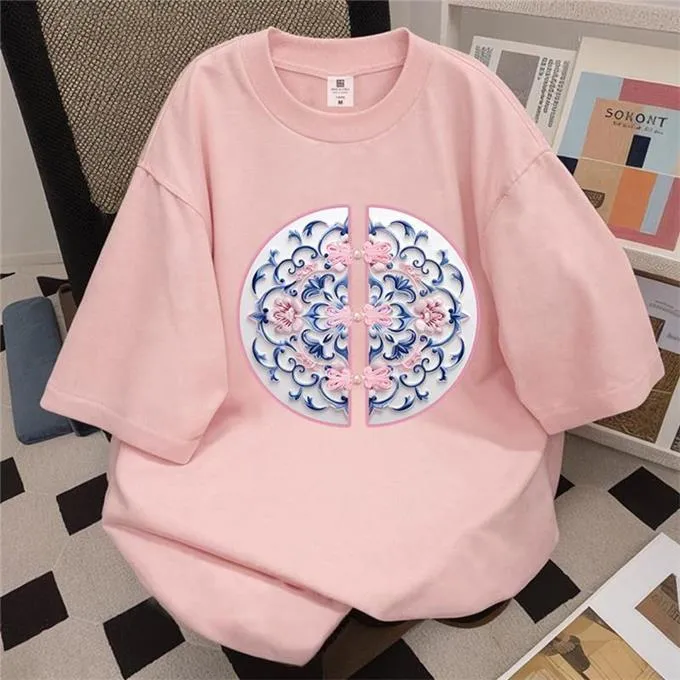 Muslim uD83D uDD25 uD83D uDC55 2025 CNY Happy New Year T-shirt Chinese Unisex Style Cotton T Shirt Women Short Sleeve Loose Tees Men Baju Perempuan▃COD