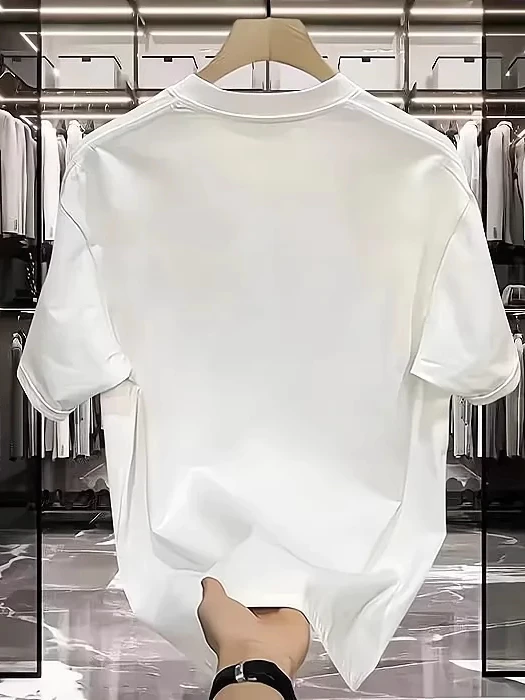 Baju Musim Panas Katun Pria Gaya Modis, Nyaman Dipakai dengan Gaya Kasual Murni