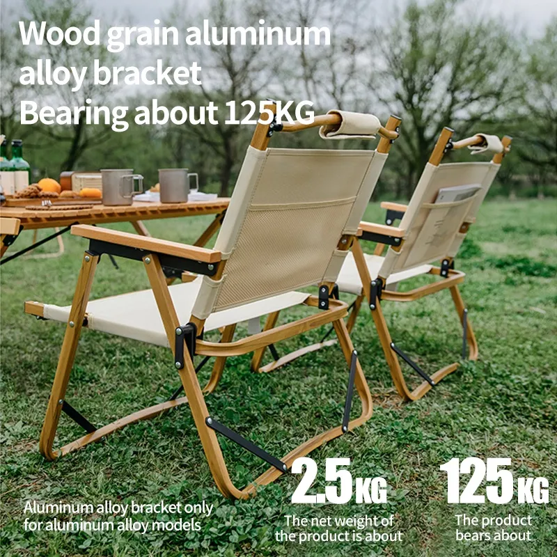 SPORT【Ready Stock】Camping Chair Foldable Outdoor Lightweight Wood Grain Kermit Chair Portable Backrest
