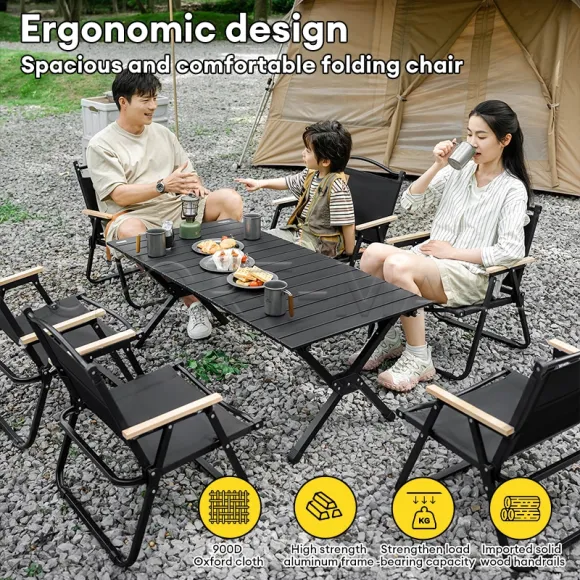 SPORT【Ready Stock】Camping Chair Foldable Outdoor Lightweight Wood Grain Kermit Chair Portable Backrest