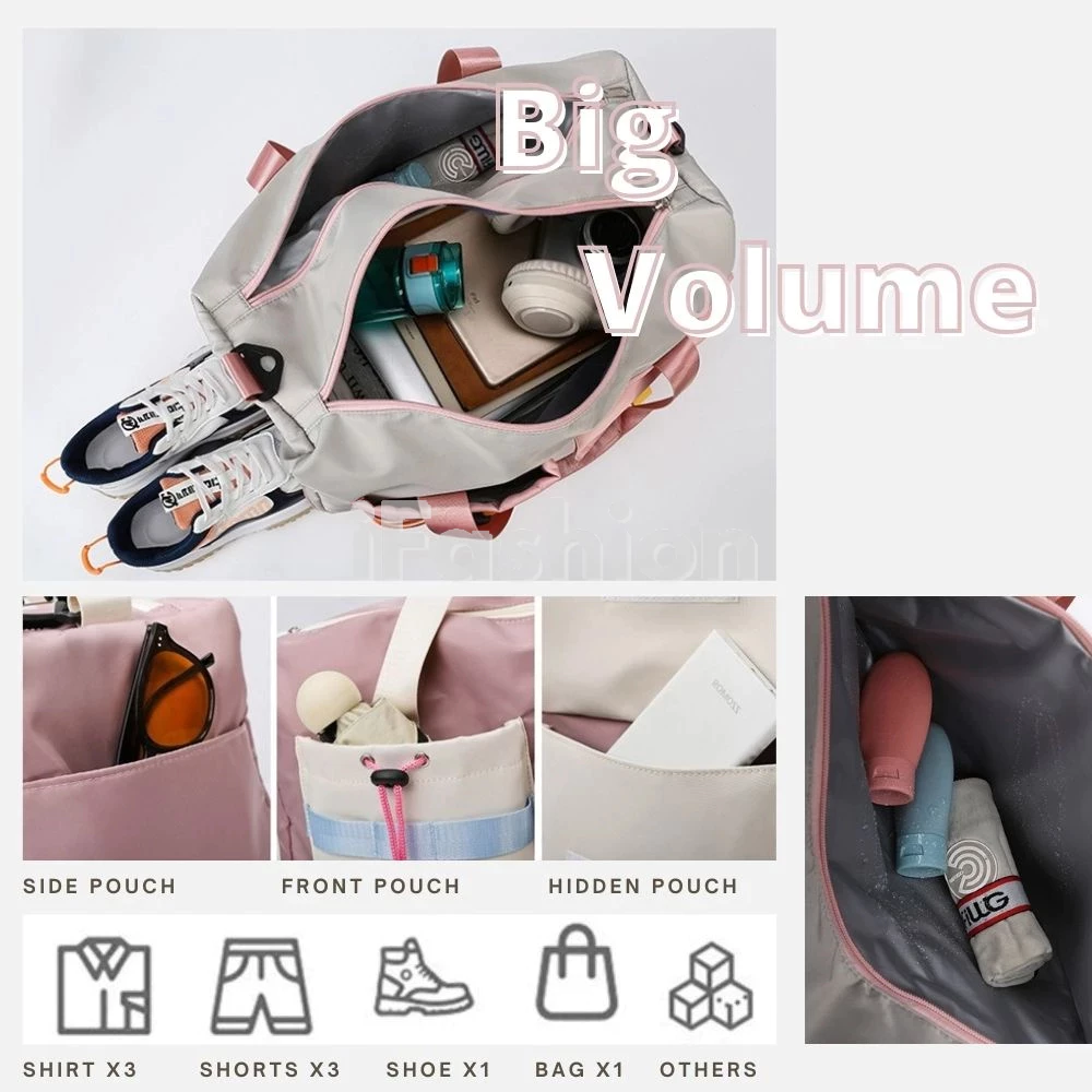 iFASHION 1933 Stylish Cross Border Water Repellent Fitness Gym Bag Large Capacity Dry And Wet Separation Travel Bag