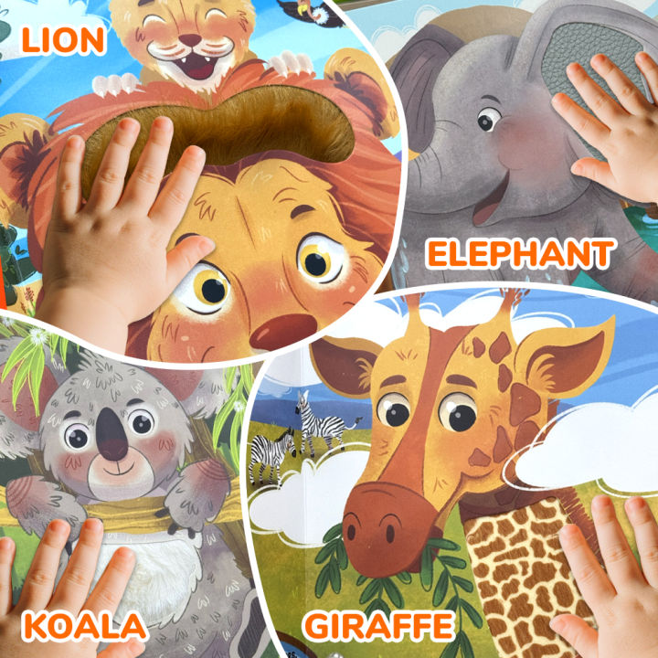 BEAR TALE Touch Book Wildlife Tiger Lion And Monkey Early Learning Educational Story Book