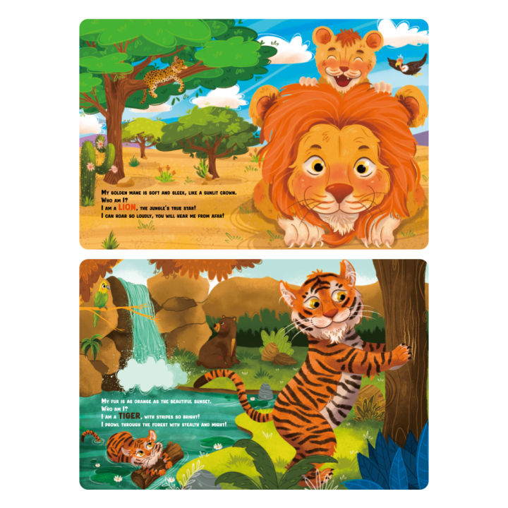 BEAR TALE Touch Book Wildlife Tiger Lion And Monkey Early Learning Educational Story Book
