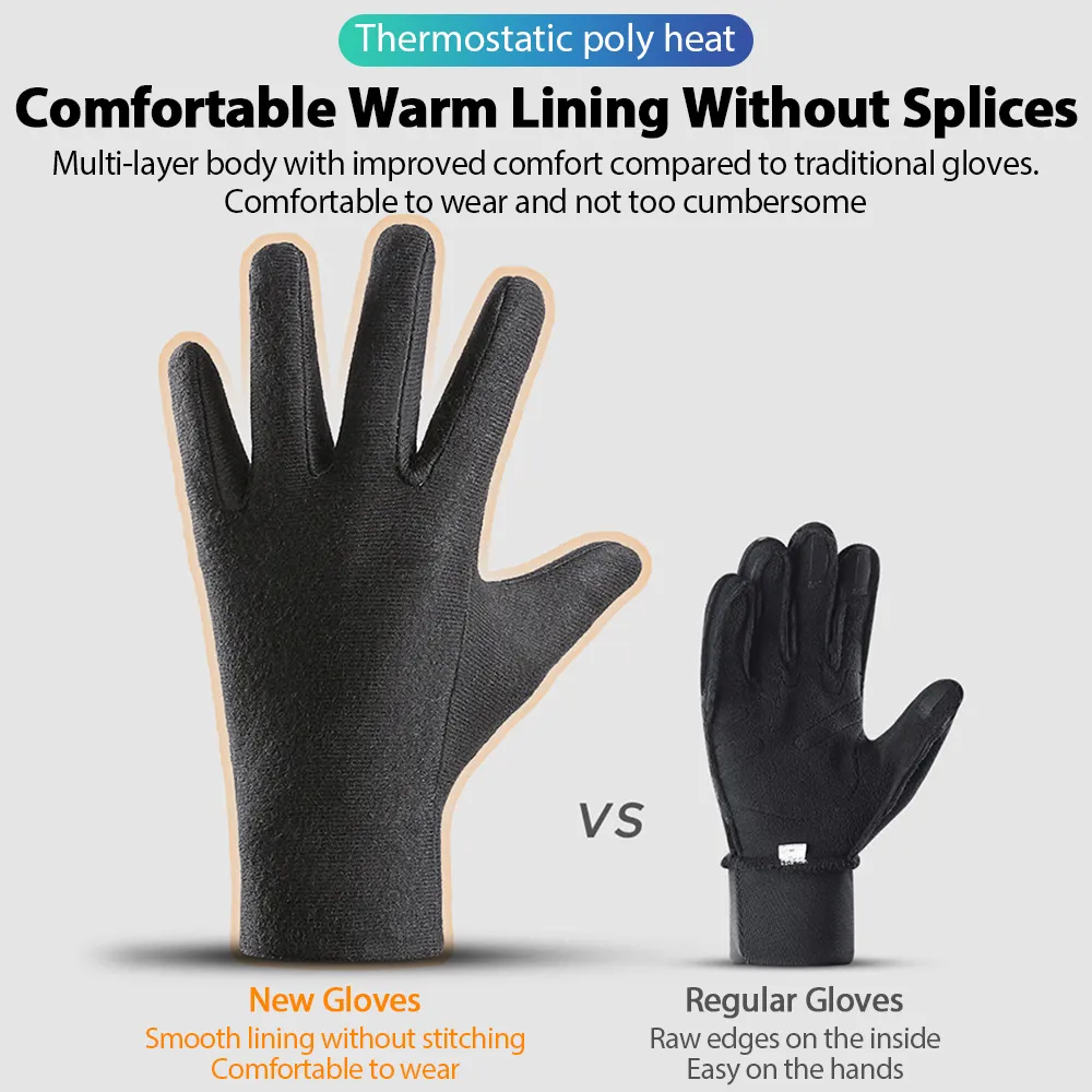 Men Winter Waterproof Cycling Gloves Outdoor Sports Running Motorcycle Ski Touch Screen Fleece Gloves Non-slip Warm Full Fingers