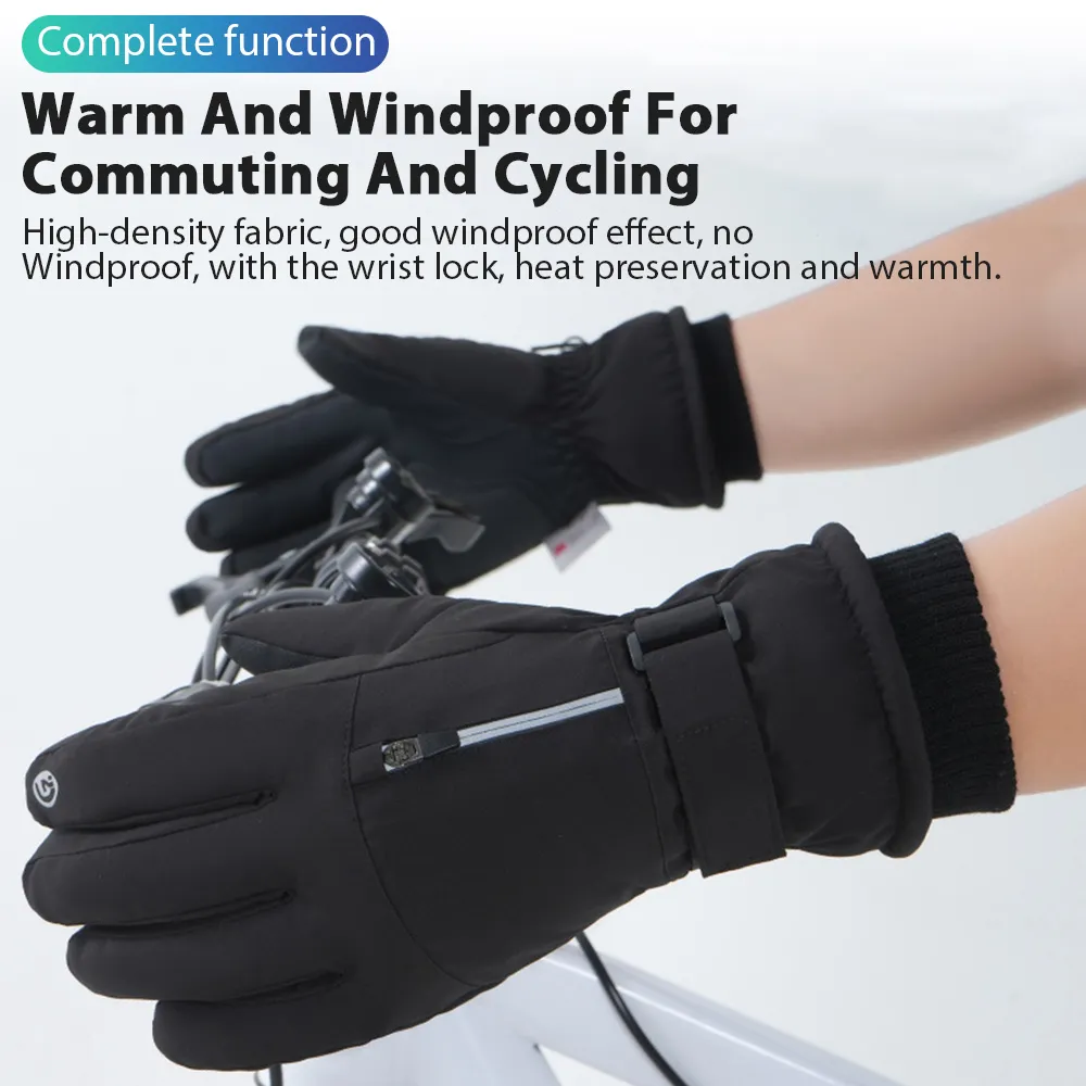 Men Winter Waterproof Cycling Gloves Outdoor Sports Running Motorcycle Ski Touch Screen Fleece Gloves Non-slip Warm Full Fingers