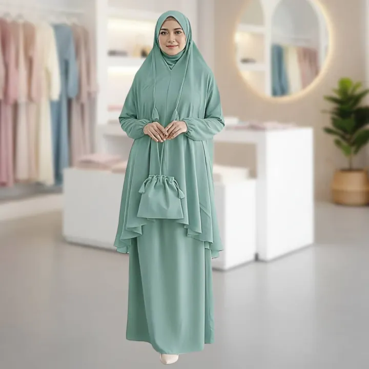 MINI TELEKUNG DEWASA MUSLIMAH FASHION CEY IRONLESS WITH MINI BAG