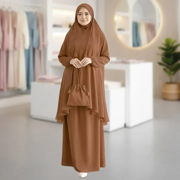 MINI TELEKUNG DEWASA MUSLIMAH FASHION CEY IRONLESS WITH MINI BAG