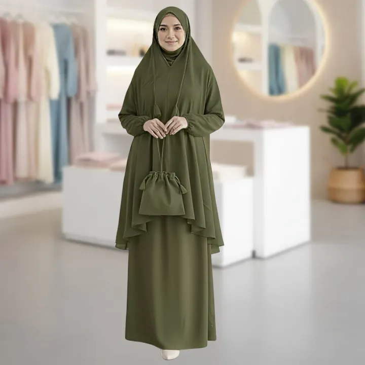 MINI TELEKUNG DEWASA MUSLIMAH FASHION CEY IRONLESS WITH MINI BAG