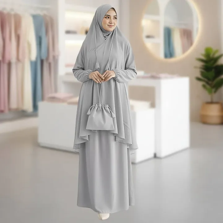 MINI TELEKUNG DEWASA MUSLIMAH FASHION CEY IRONLESS WITH MINI BAG