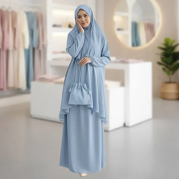 MINI TELEKUNG DEWASA MUSLIMAH FASHION CEY IRONLESS WITH MINI BAG
