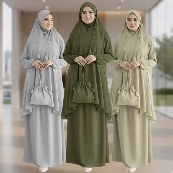 MINI TELEKUNG DEWASA MUSLIMAH FASHION CEY IRONLESS WITH MINI BAG