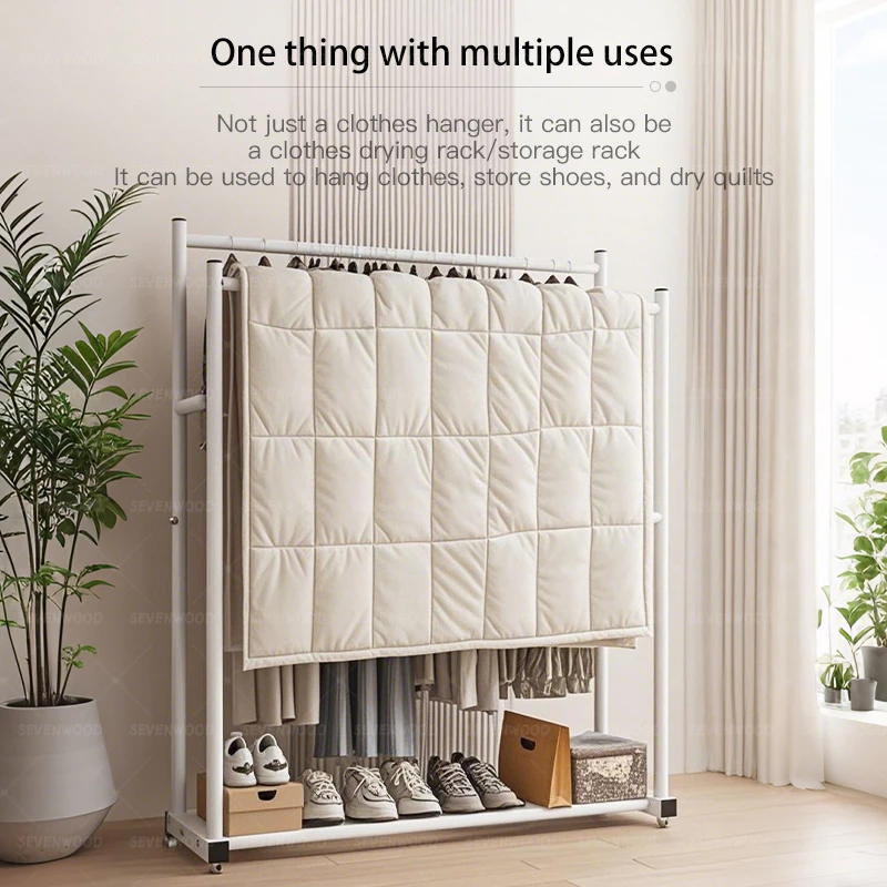 SEVENWOOD Clothes Rack Rak Baju Penyangkut Besi Rack Steel Hanger Organizer Baju Rak Baju Clothing Display 100-150CM