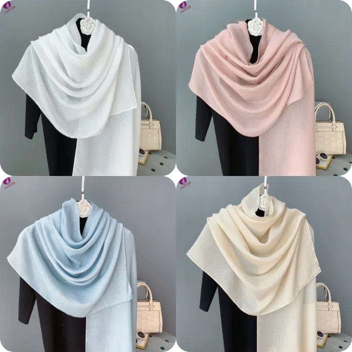 Ready stockmyNew Hot Basic style solid plain women cotton linen wideshawl non transparent comfy hijabs muslim fashion headwrap cotton viscose scarf