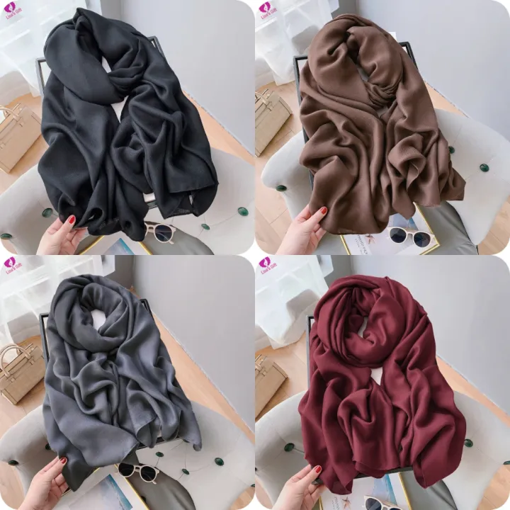 Ready stockmyNew Hot Basic style solid plain women cotton linen wideshawl non transparent comfy hijabs muslim fashion headwrap cotton viscose scarf