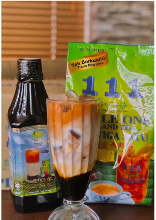 triple one 111 halal Three Layer Milk Tea Concentrated Base 1000ML Kordial Teh Tiga Lapis 三色奶茶浓缩饮料