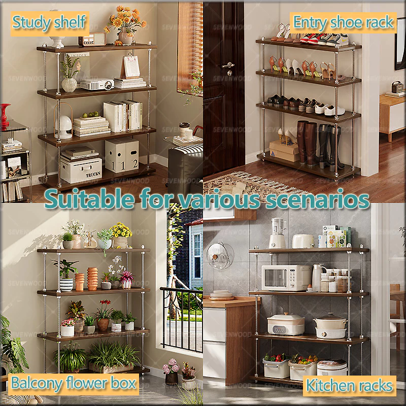 SEVENWOOD Adjustable Storage Rack Organizer Shelf Rak Nordic/Simple Kitchen Rack/Shoe Rack/Flower Rack