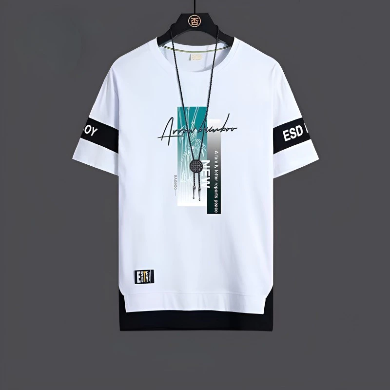 Men's set casual sports Korean version loose fitting youth student short sleeved T-shirt trend two-piece set baju lelaki