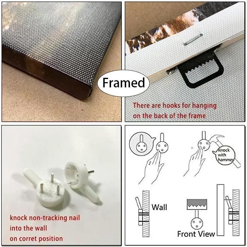 （With Frame）Nordic Retro Golden Flowers Poster with Frame Minimalist Botanical Canvas Painting Modern Room Wall Art Print Pictur