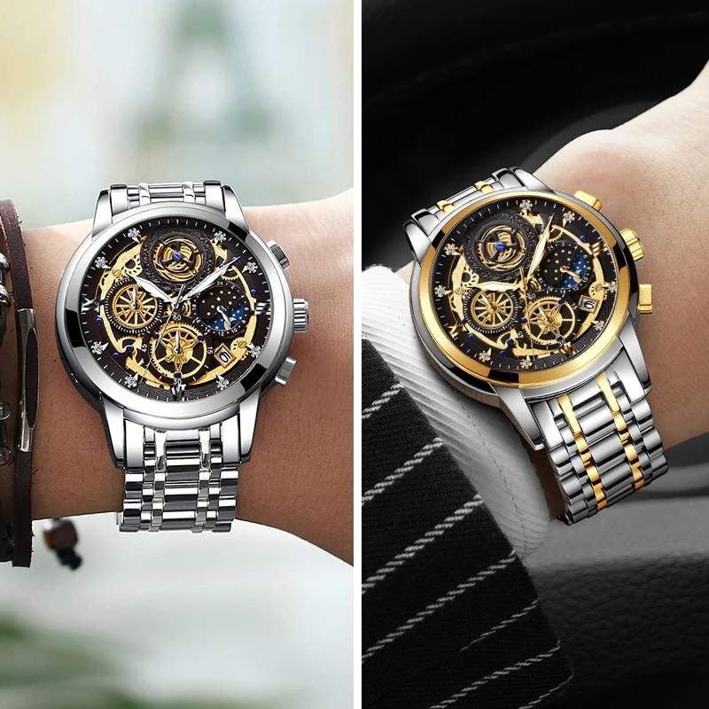 Jam Tangan Lelaki ZUNPAI Original Watch for Men Waterproof Stainless Steel True Chronograph Luxury Fashion Busines Men Wristwatch