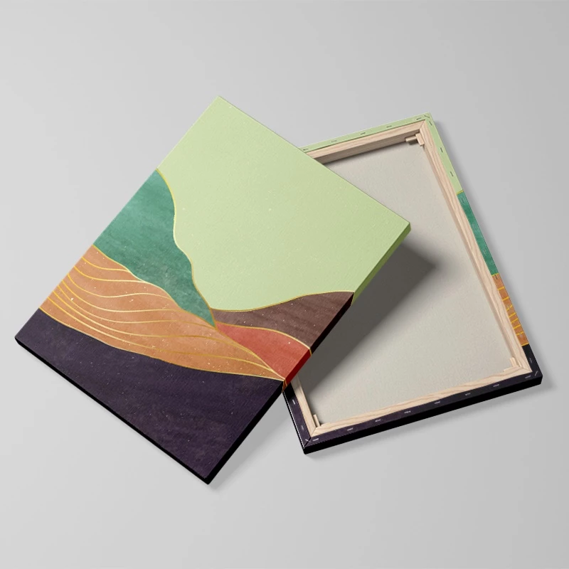 （With Frame）3-Piece Large Frame Abstract Landscape Poster Mountain Sun Canvas Painting Bohemian Picture Living Room Decoration