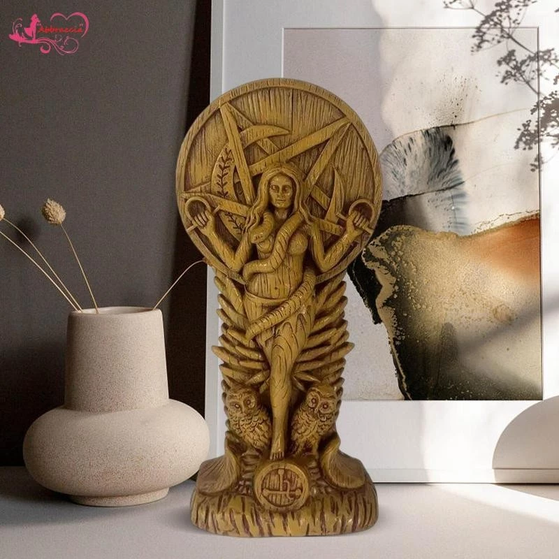 Abbraccia Statue of Goddess, Snake, Woman, Resin Figure, Housewarming Gift, Desk Decoration, Decorative Sculpture for Table And