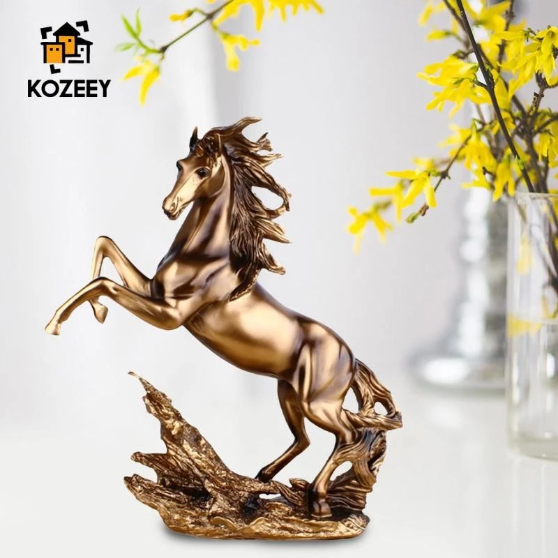 KOZEEY Creative Horse Statue Lucky Horse Statue for Bookcase Dinner Table Decor