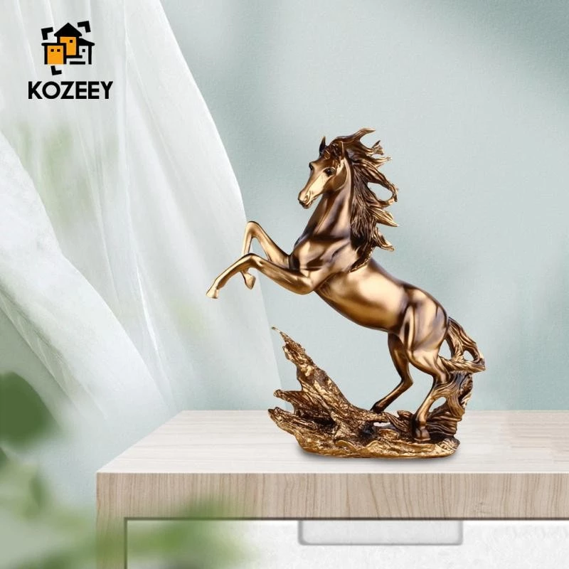 KOZEEY Creative Horse Statue Lucky Horse Statue for Bookcase Dinner Table Decor