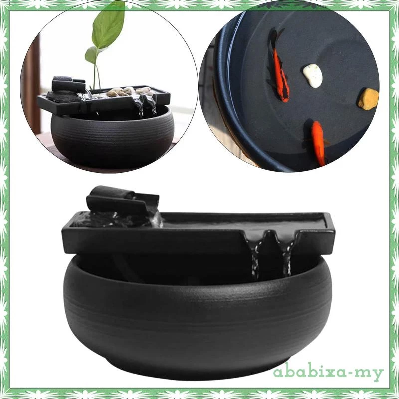 FAKEME [ababixaMY] Vase Indoor Water Waterfall Water Feature Garden Ornament Office Home Decor USB Powered