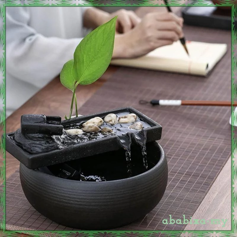 FAKEME [ababixaMY] Vase Indoor Water Waterfall Water Feature Garden Ornament Office Home Decor USB Powered