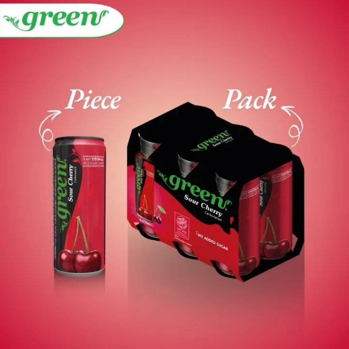 Green [ Sour Cherry ] Piece & Pack [ 330ml ] – Naturally Sweetened, No Sugar Added
